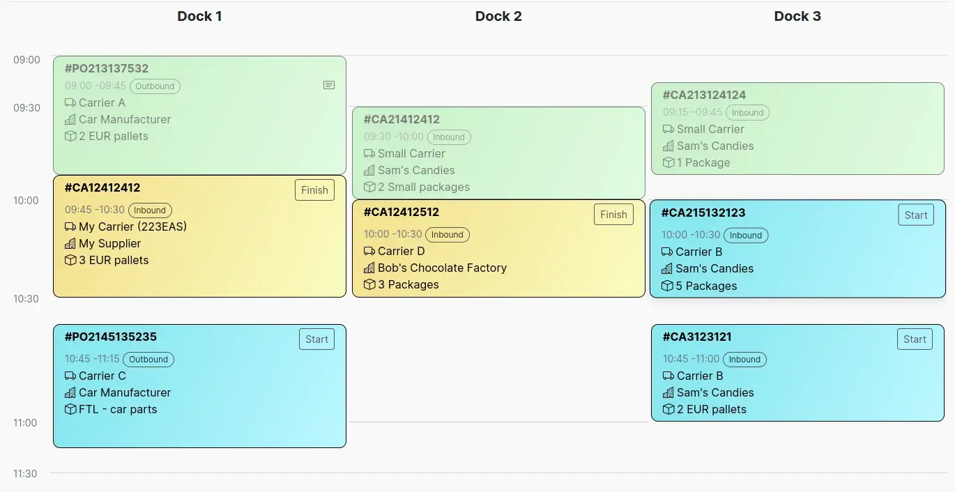 Dock Scheduling Calendar